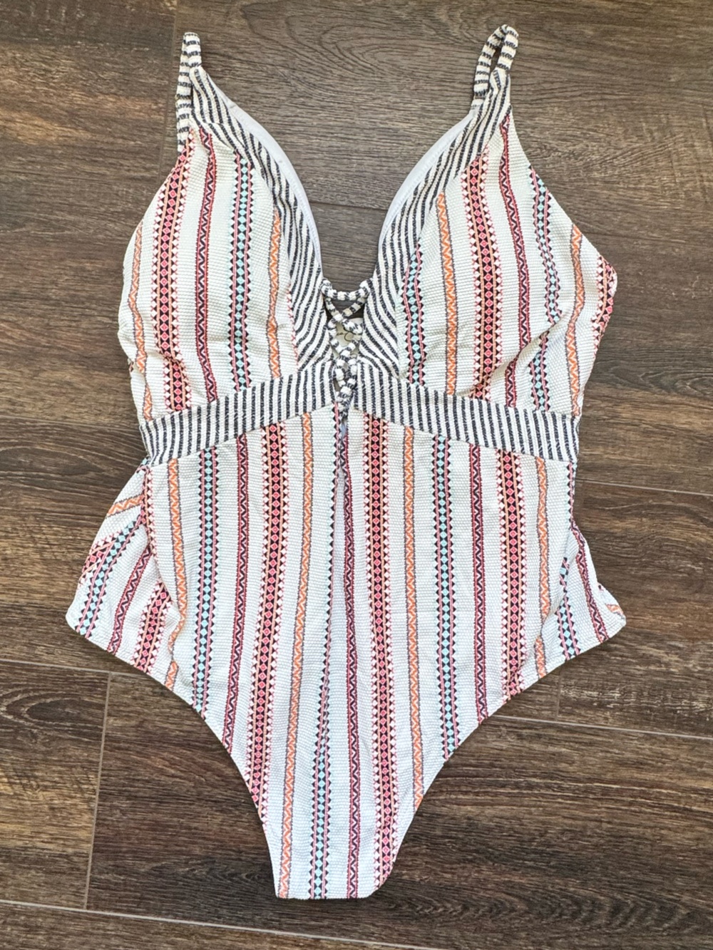 Jessica Simpson Swim One Piece Swimsuit Moroccan Stripe Print Summer